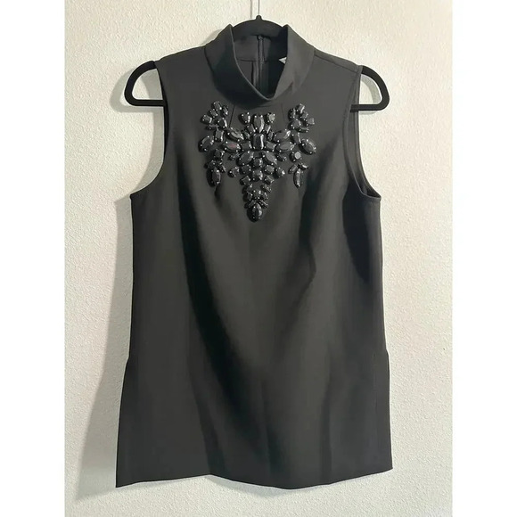 Trina Turk Bejeweled Rhinestone Mock Turtleneck Tunic Size 8 - Picture 2 of 15